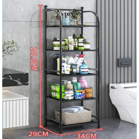 5 Tier Metallic Storage Rack | Heavy Duty Shelving Unit for Home, Garage, Kitchen, and Office Organization | 141.5cm x 29cm x 34cm