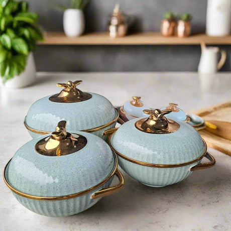 3 Piece Grey Luxurious Porcelain Serving Dish Set | Elegant, Microwave & Dishwasher Safe- Furaha Finds Kenya