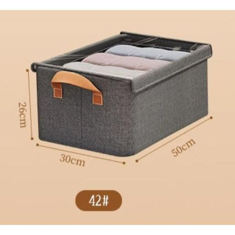 Closet Organizer with Cover | 50x30x26cm Storage Box - Grey,With handles,Foldable,Space Saving,- Furaha Finds Kenya