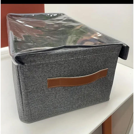 Closet Organizer with Cover | 50x30x26cm Storage Box - Grey,With handles,Foldable,Space Saving,- Furaha Finds Kenya