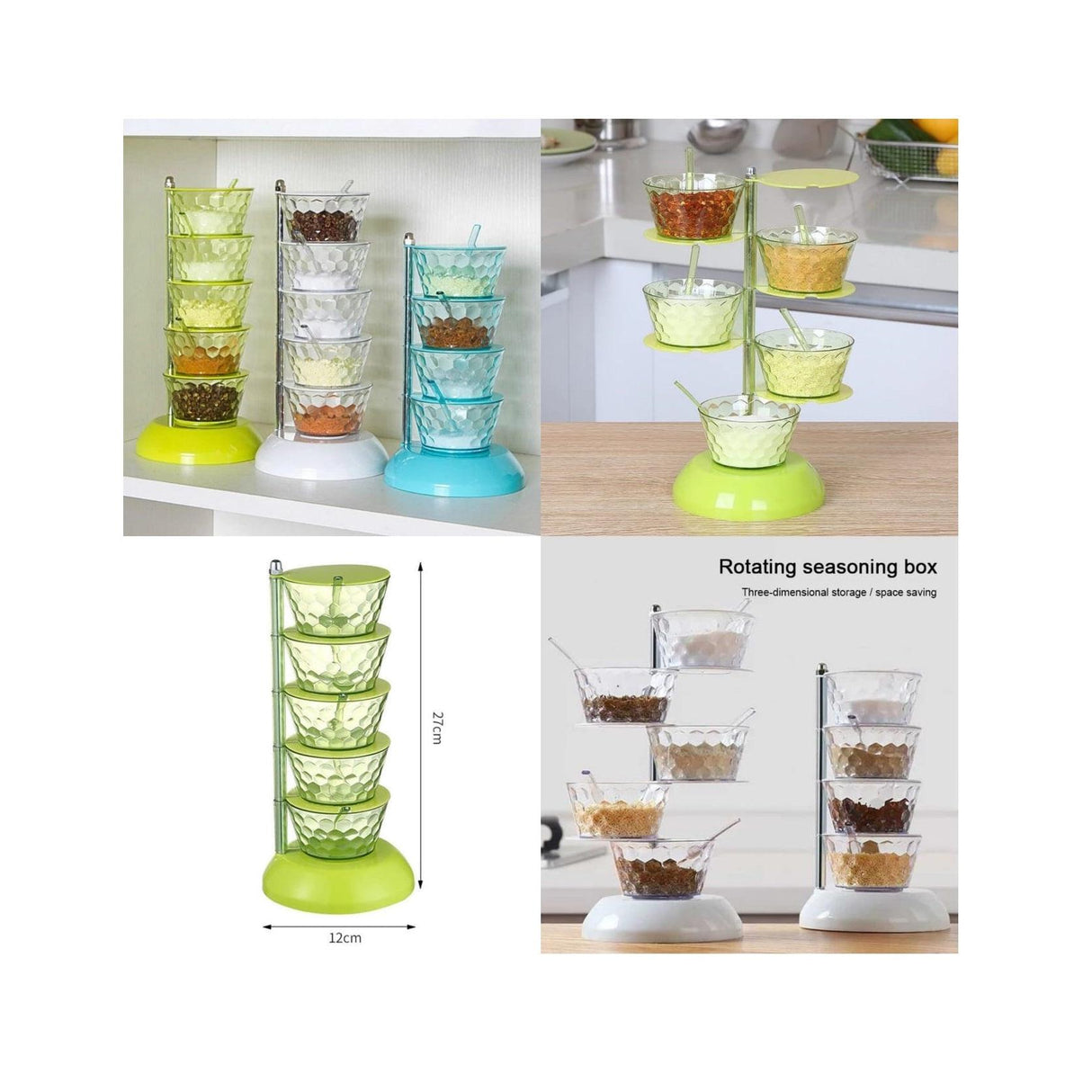 5 Layer Rotating Spice Seasoning Stand | Acrylic Spice Rack Organizer- Furaha Finds Kenya