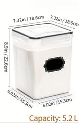 4 Piece BPA Free Airtight Food Storage Containers Set | 5.2L Capacity with Labels, Pen & Measuring Cups