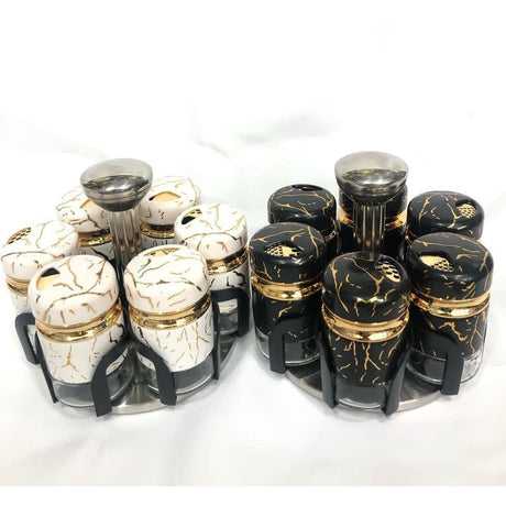 7-Piece Marble Rotating Spice Jars | Kitchen | Home Decor | Efficient Kitchen Spice Storage Organizer- Furaha Finds Kenya