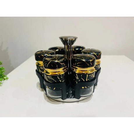 7-Piece Marble Rotating Spice Jars | Kitchen | Home Decor | Efficient Kitchen Spice Storage Organizer- Furaha Finds Kenya