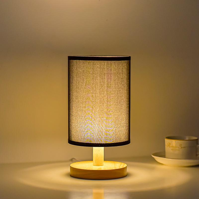 Furaha Finds Linen & Solid Wood Bedside Table Lamp