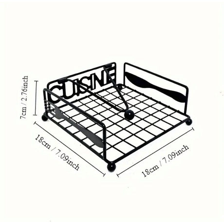 Cuisine Square Wrought Iron Tissue Holder Napkin Serviette Box | 18x18x7cm - Black - KES 1850- Furaha Finds Kenya