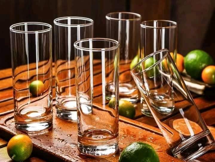 High Quality 6 Piece Juice Water Transparent Clear Glass Set| Perfect Drinkware | Juice| Water