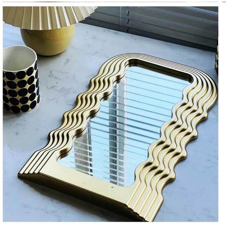 Tabletop Wavy Mirror | Black & White | 26cm x 42cm | Ideal for use on Vanities, Desks, Dressers