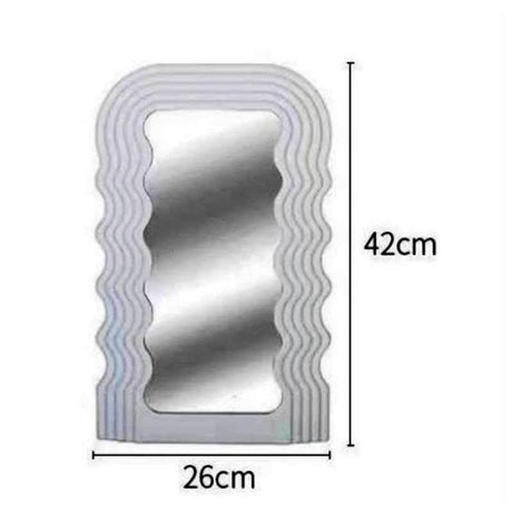 Tabletop Wavy Mirror | Black & White | 26cm x 42cm | Ideal for use on Vanities, Desks, Dressers
