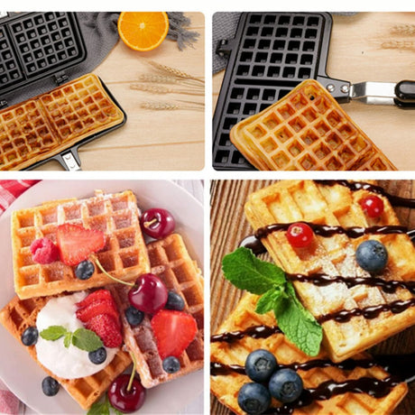 2 in 1 Non Stick Aluminium Waffle Pan | Waffle Maker with Insulated Handle | Food Mold Pot | Easy Clean, Non-Stick Plates | Perfect for Various Waffle Flavors- Furaha Finds Kenya