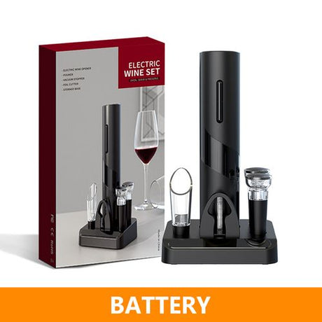 Electric Wine Opener | Automatic Corkscrew & Bottle Opener | Battery Operated | Foil Cutter & Stand | Perfect for Wine, Beer, and Kitchen Bar Use- Furaha Finds Kenya
