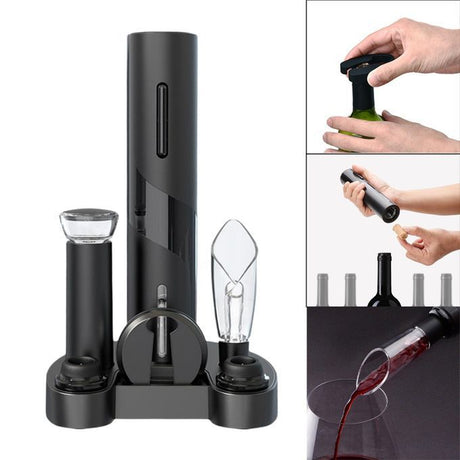 Electric Wine Opener | Automatic Corkscrew & Bottle Opener | Battery Operated | Foil Cutter & Stand | Perfect for Wine, Beer, and Kitchen Bar Use- Furaha Finds Kenya