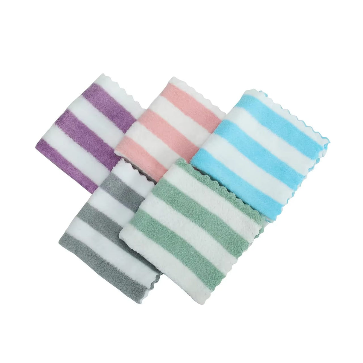 5Pc Coral Fleece Towels | Soft & Skin Friendly | Strong Absorbency, No Lint or Color Fading | Perfect for Face Wash, Bathing, Hair Drying & Home Cleaning