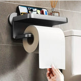 Punch Free Wall Mounted Tissue Storage Rack Paper Roll Shelf Holder Restroom Box Shelve Multi Functional Phone Placement Toilet