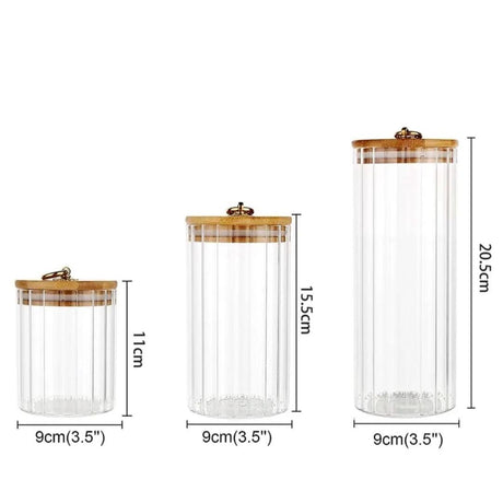 3-Piece Set Glass Storage Jars with Airtight Bamboo Lids | Candy, Cookies, Pasta, Nuts, Oatmeal | Ideal for Coffee Bar & Kitchen- Furaha Finds Kenya