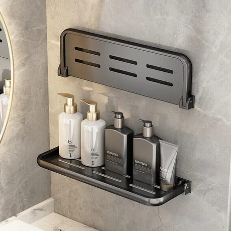 Foldable Metallic Rectangular Multi-Purpose Wall-mounted Floating Shelf | 30cm × 12.7cm × 3cm | Multifunctional | Bathroom, Kitchen & Living room.- Furaha Finds Kenya