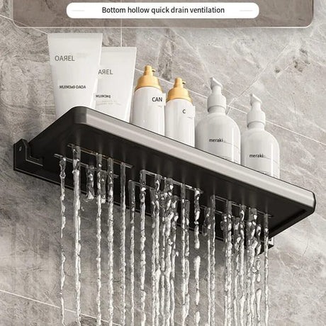 Foldable Metallic Rectangular Multi-Purpose Wall-mounted Floating Shelf | 30cm × 12.7cm × 3cm | Multifunctional | Bathroom, Kitchen & Living room.- Furaha Finds Kenya