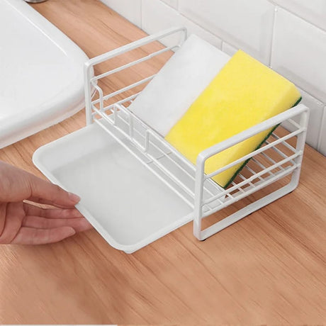 Sink Caddy with Water Removable Drain Tray, Kitchen accessories, Rust proof, Easy Clean accessories, Bathroom Tray, Sponge Holder, White- Furaha Finds Kenya