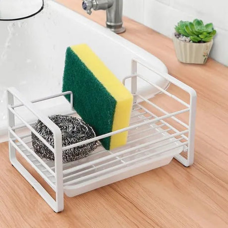 Sink Caddy with Water Removable Drain Tray, Kitchen accessories, Rust proof, Easy Clean accessories, Bathroom Tray, Sponge Holder, White- Furaha Finds Kenya