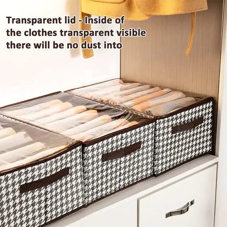Non woven Fabric 7 Grid Wardrobe | Drawer Clothes Organizer with Handles and Transparent Dust Cover | Shirt, Long Sleeve, Short Sleeve, Bra Storage Organizer | 44cm × 30cm × 20cm- Furaha Finds Kenya