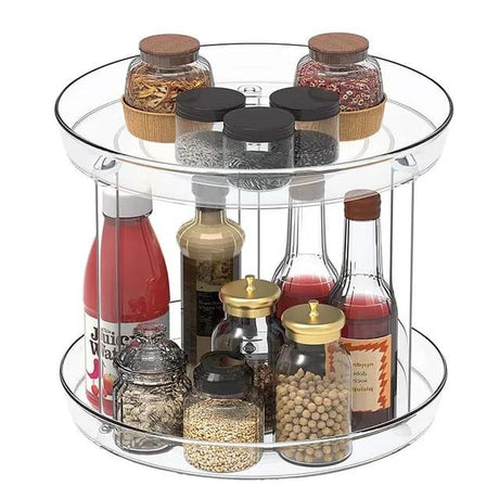Multifunctional 2-Layer 360° Rotation Clear Cabinet Turntable Storage Organizer | Kitchen & Pantry | Bathroom & Vanity- Furaha Finds Kenya