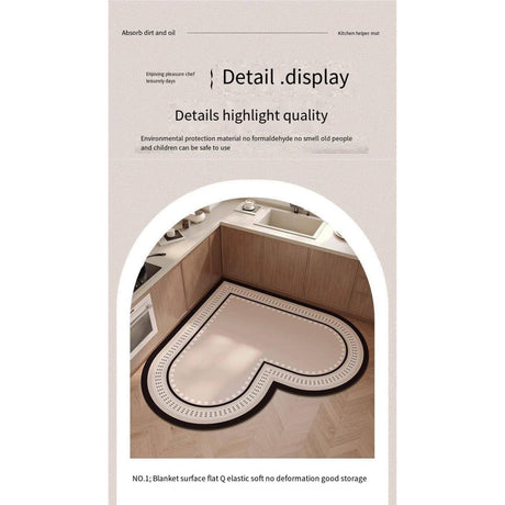 Love-Shaped Kitchen Floor Mat – 90x90cm Absorbent, Non-Slip, Wipable Carpet- Furaha Finds Kenya