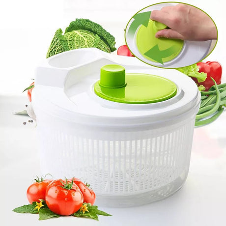 Multifunctional Household Vegetable Dehydrator | Manual Salad Spinner, Drainer, Quick Washing ; Drying Machine (Green ; White)- Furaha Finds Kenya