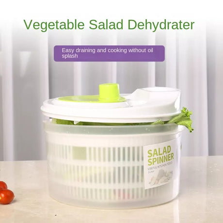 Multifunctional Household Vegetable Dehydrator | Manual Salad Spinner, Drainer, Quick Washing ; Drying Machine (Green ; White)- Furaha Finds Kenya