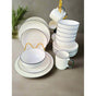 24-Piece Concise White Dinner Set with Black Rim – Elegant &amp; Minimalist Design