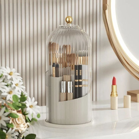 3 Tier Makeup Brush Organizer with Lid & Removable Divider Elegant & Functional Storage- Furaha Finds Kenya