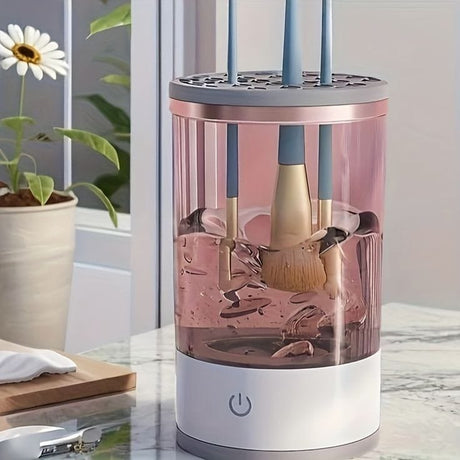 Furaha Finds automatic electric makeup brush cleaner with 7000 RPM speed. Made from high-quality ABS+PC+TPE, USB-powered (5V) for fast and efficient deep cleaning