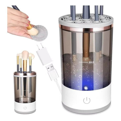 Furaha Finds automatic electric makeup brush cleaner with 7000 RPM speed. Made from high-quality ABS+PC+TPE, USB-powered (5V) for fast and efficient deep cleaning