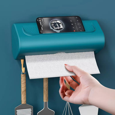Wall Mounted Kitchen Tissue & Cling Foil Dispenser | Available in White & Dark Green | Size: 27.7cm x 11.0cm x 15.5cm- Furaha Finds Kenya