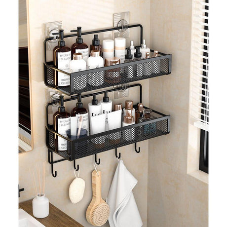 Multifunctional 2 Piece Set Portable Hanging Wall Mounted Storage Rack | No Drill Organizer for Bathroom, Kitchen, Onion, Garlic, & Seasoning- Furaha Finds Kenya