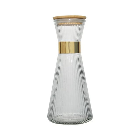 7 Piece Clear Borosilicate Ribbed Flute Shaped Carafe Glass Set | 1 Carafe & 6 Glasses- Furaha Finds Kenya
