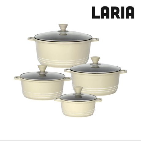 SQ Professional Laria 4 Piece Die Cast Stock Pot Set | Cream and Grey | Sizes: 20cm, 24cm, 28cm, 32cm- Furaha Finds Kenya