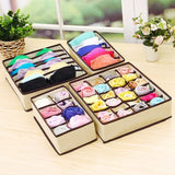 4 Piece Undergarments Organizer Set | Durable Fabric in Grey and Cream Brown