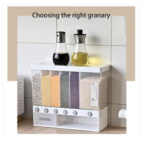 Transparent Cereal Dispenser Partitioned | 6 Grid Storage | Wall Mounted | Ideal For Storing Sugar, Rice, Nuts, Beans, Cereals, Snacks, & Pet Food- Furaha Finds Kenya