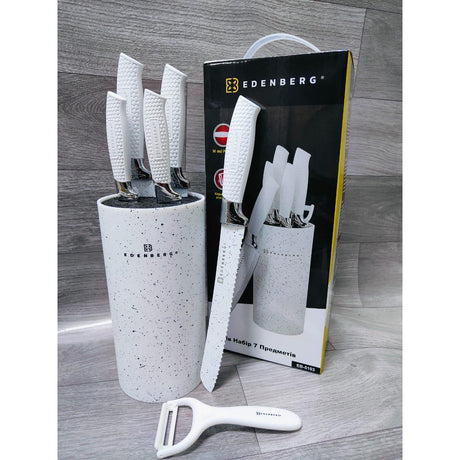 Edernberg Marble Knife Set Black & White Stainless Steel With Marble Pattern Finish- Furaha Finds Kenya