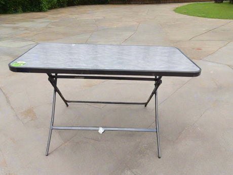 Furaha Finds high quality foldable outdoor dining table with tempered glass top portable stylish and perfect for patios gardens and picnics