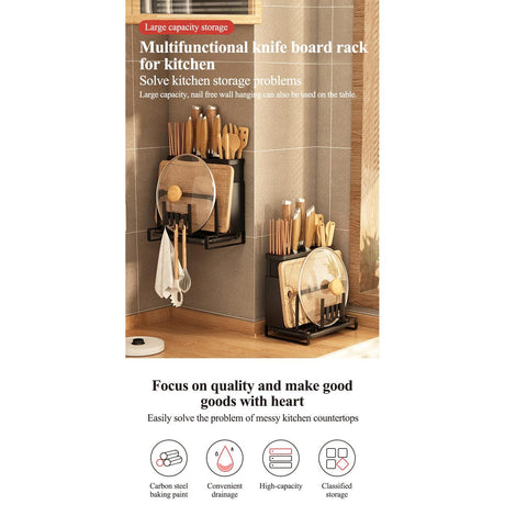 Wall Mounted Knife Rack | Kitchen Chopstick, Chopping Board & Pot Lid Storage Organizer- Furaha Finds Kenya