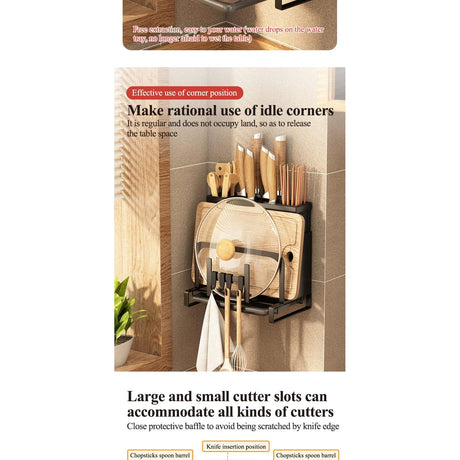 Wall Mounted Knife Rack | Kitchen Chopstick, Chopping Board & Pot Lid Storage Organizer- Furaha Finds Kenya