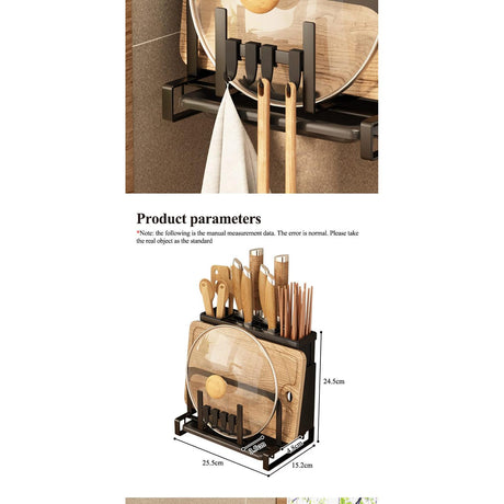 Wall Mounted Knife Rack | Kitchen Chopstick, Chopping Board & Pot Lid Storage Organizer- Furaha Finds Kenya