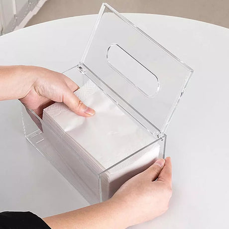 Transparent Acrylic Napkin Dispenser | Table Decoration Tissue Box | Office Paper Holder Storage Case- Furaha Finds Kenya
