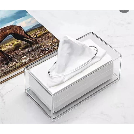 Transparent Acrylic Napkin Dispenser | Table Decoration Tissue Box | Office Paper Holder Storage Case- Furaha Finds Kenya