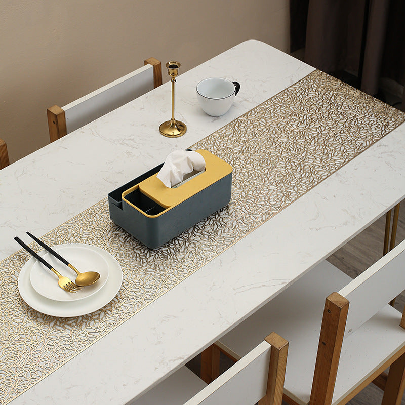 Hollow PVC Table Flag Heat Insulation Placemat Bronzing Table Runner Nonslip Nordic Runner (150cm)- Furaha Finds Kenya