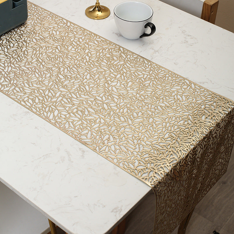 Hollow PVC Table Flag Heat Insulation Placemat Bronzing Table Runner Nonslip Nordic Runner (150cm)- Furaha Finds Kenya