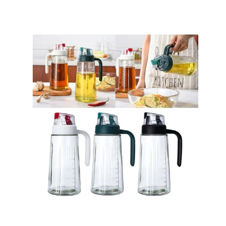 Non Slip Oil Vinegar Dispenser | 630ml | Automatic Cap & Stopper | Leakproof Glass Cruet- Furaha Finds Kenya