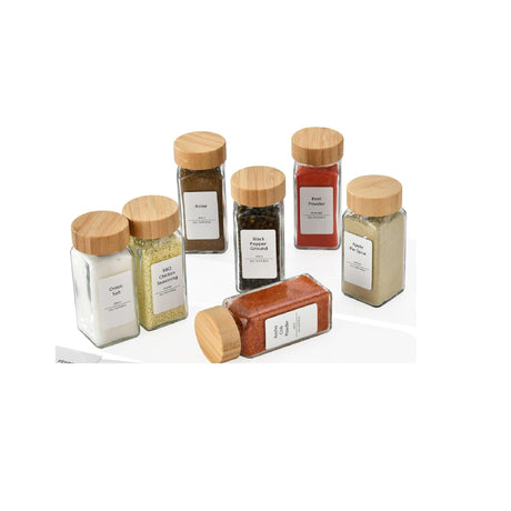 8 Piece Glass Storage Jars Set | 120ml Each | Includes Funnel, Pen, Stickers & Washing Brush | Sealed & Moisture-Proof Spice Jars- Furaha Finds Kenya