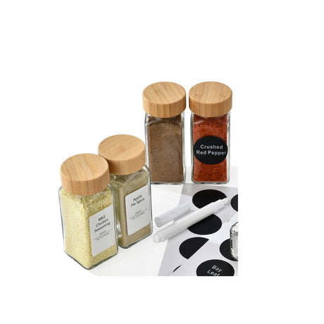8 Piece Glass Storage Jars Set | 120ml Each | Includes Funnel, Pen, Stickers & Washing Brush | Sealed & Moisture-Proof Spice Jars- Furaha Finds Kenya